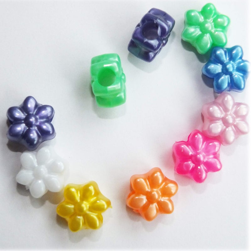 BeadExplosion Flower Beads Pearl Colors Large Hole Pony Beads Multi Mix Made in USA - Image 2
